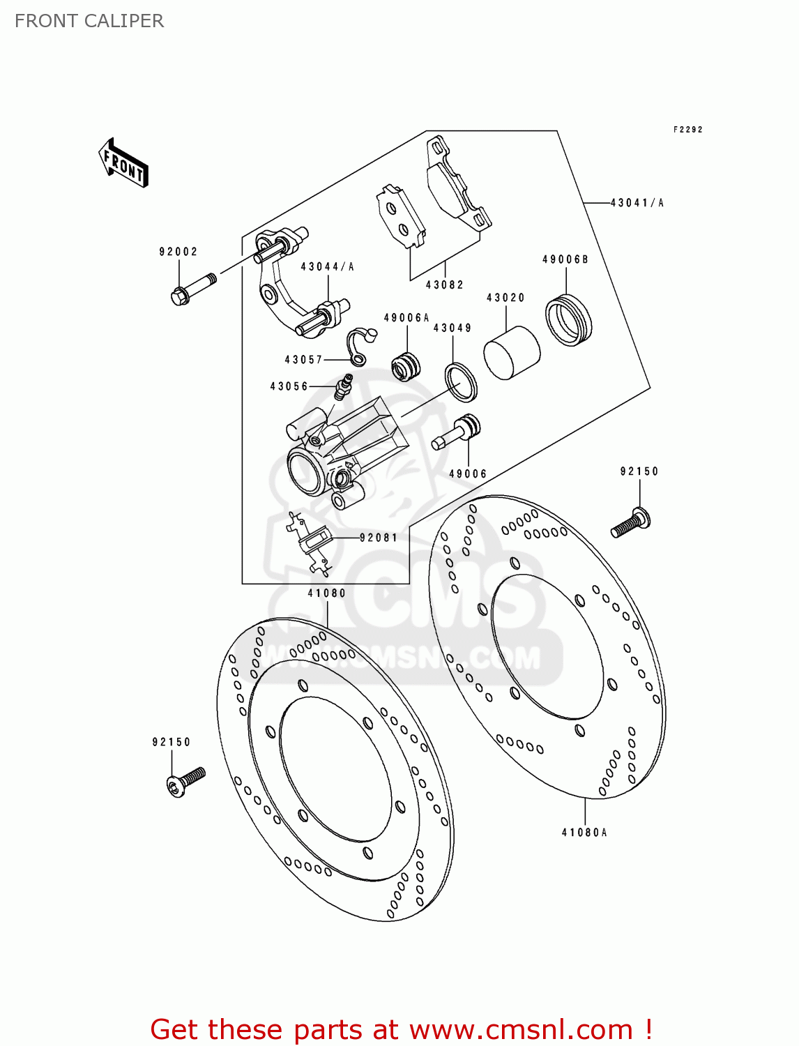 FRONT CALIPER EX500B5 GPZ500S 1992 EUROPE FR FG GR IT NR SP