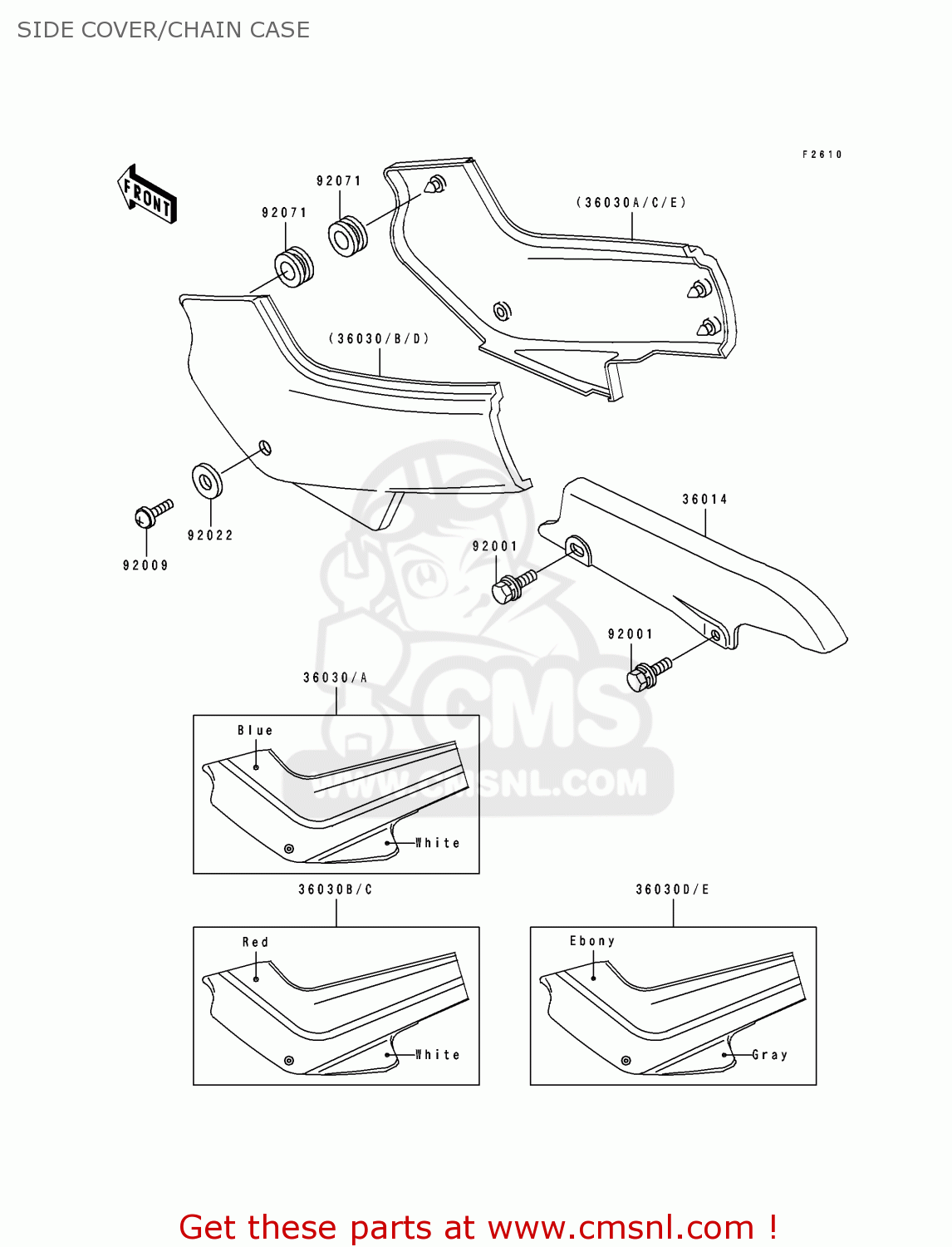 SIDE COVER/CHAIN CASE EX500B5 GPZ500S 1992 EUROPE FR FG GR IT NR SP