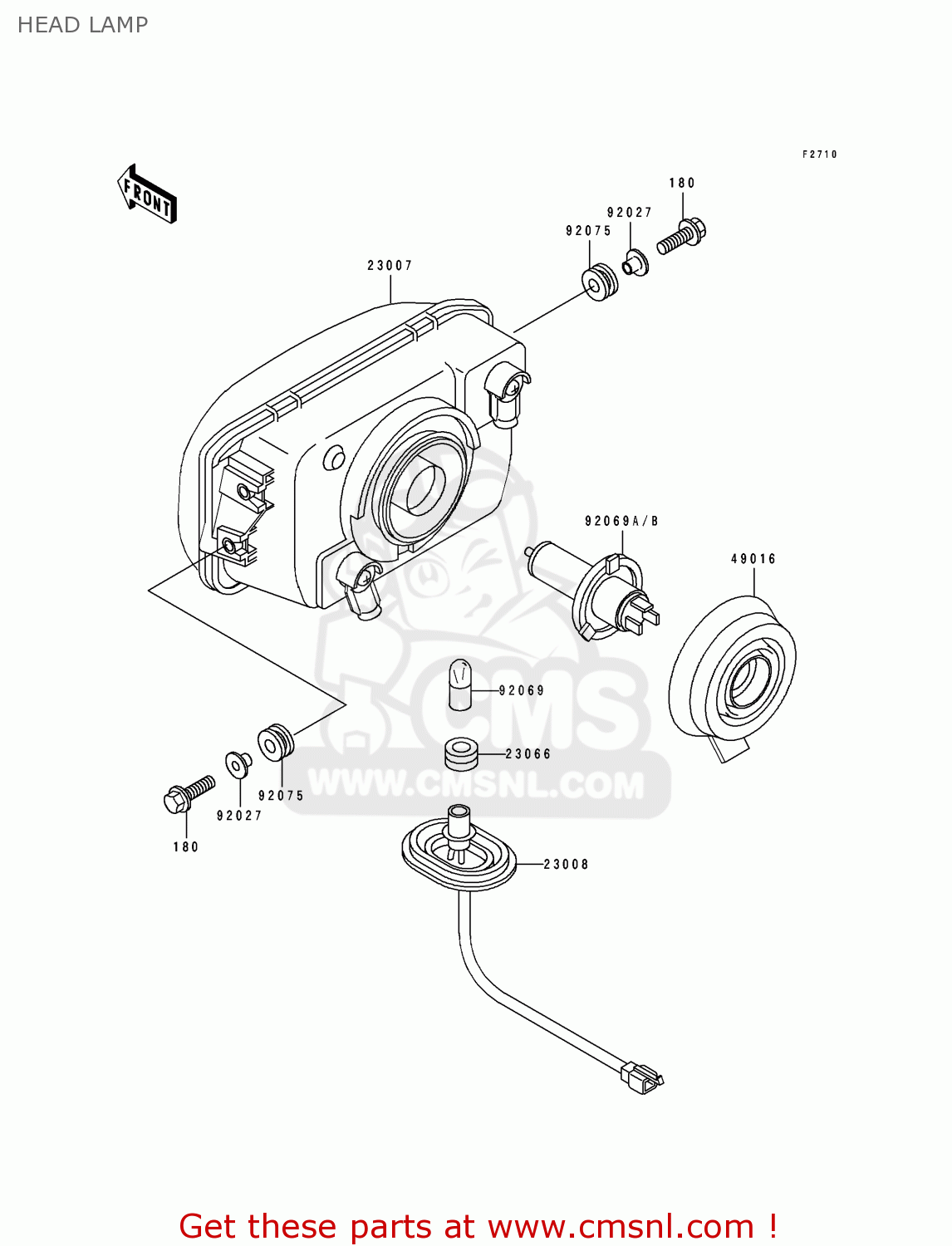 HEAD LAMP EX500B5 GPZ500S 1992 EUROPE FR FG GR IT NR SP
