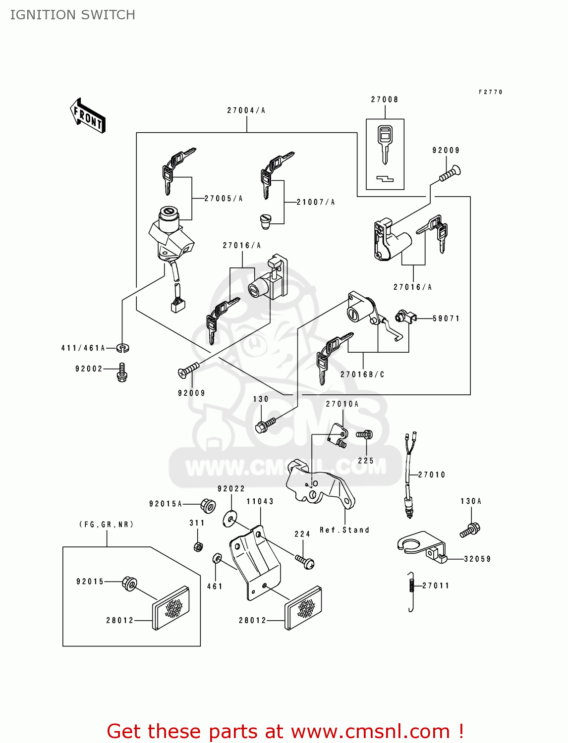 IGNITION SWITCH EX500B5 GPZ500S 1992 EUROPE FR FG GR IT NR SP