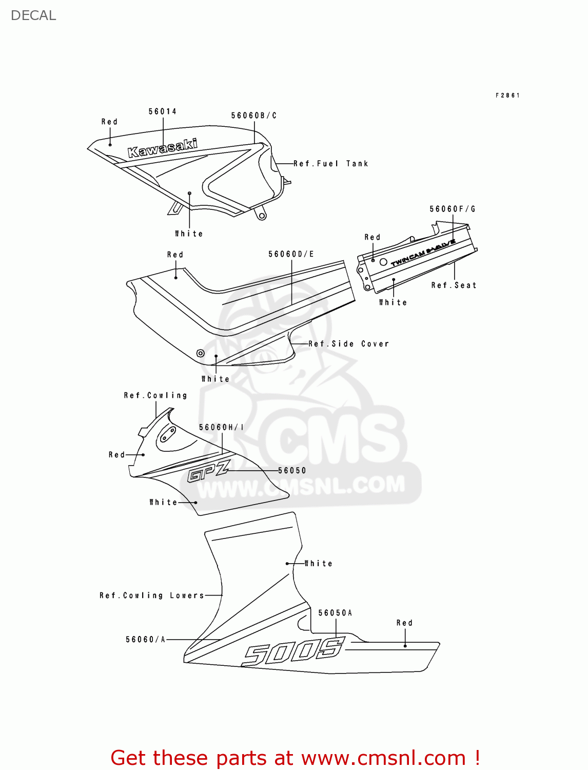 DECAL EX500B5 GPZ500S 1992 EUROPE FR FG GR IT NR SP