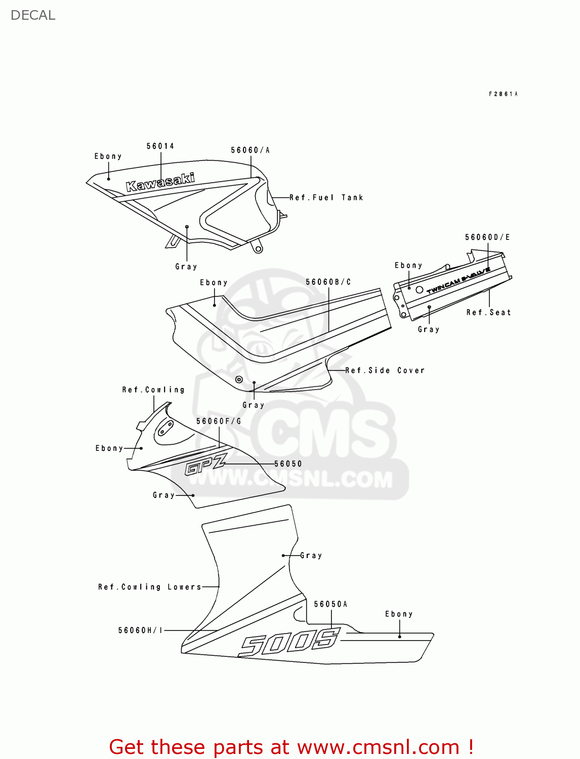 DECAL EX500B5 GPZ500S 1992 EUROPE FR FG GR IT NR SP