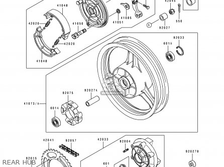 REAR HUB - EX500B5 GPZ500S 1992 EUROPE FR FG GR IT NR SP