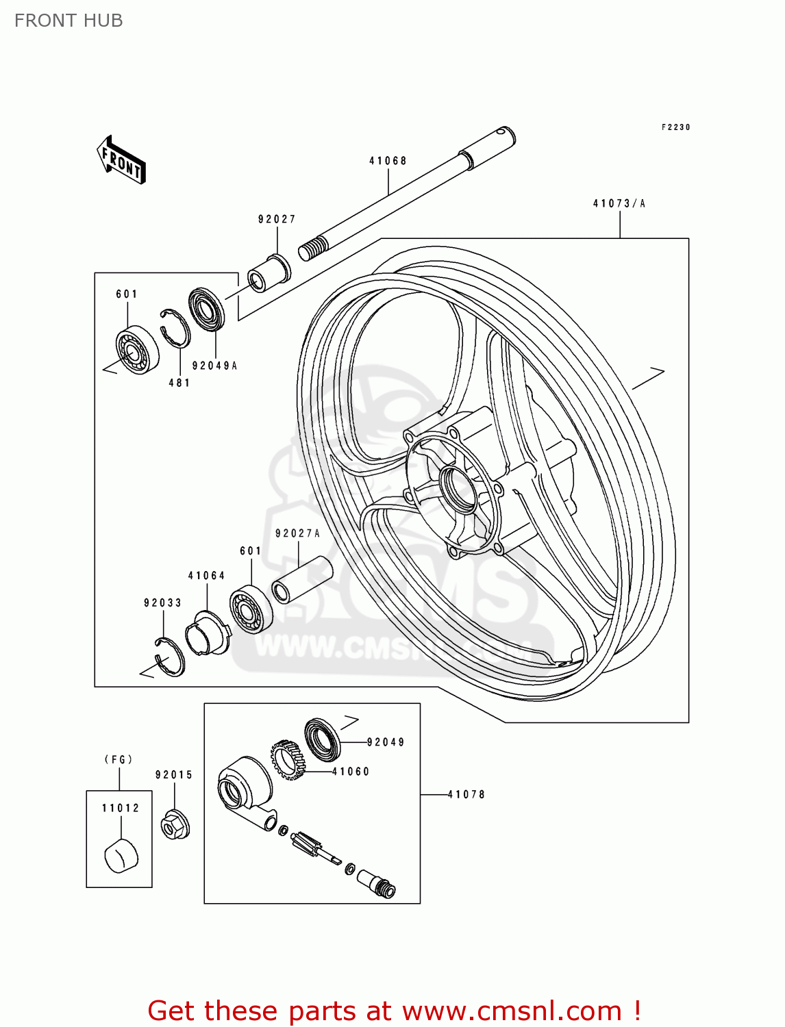 FRONT HUB EX500B6 GPZ500S 1993 FRANCE NL FG ST