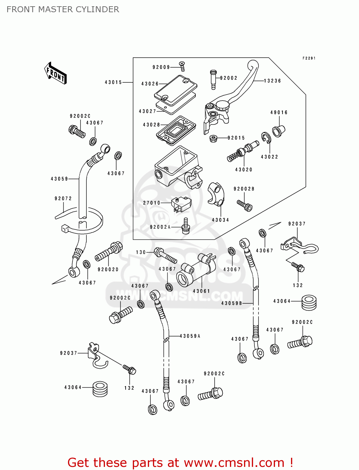 FRONT MASTER CYLINDER EX500B6 GPZ500S 1993 FRANCE NL FG ST