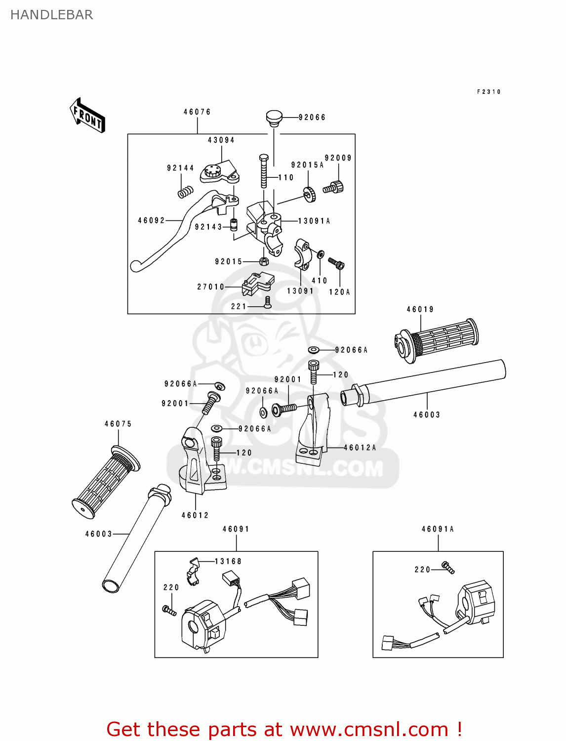 HANDLEBAR EX500B6 GPZ500S 1993 FRANCE NL FG ST