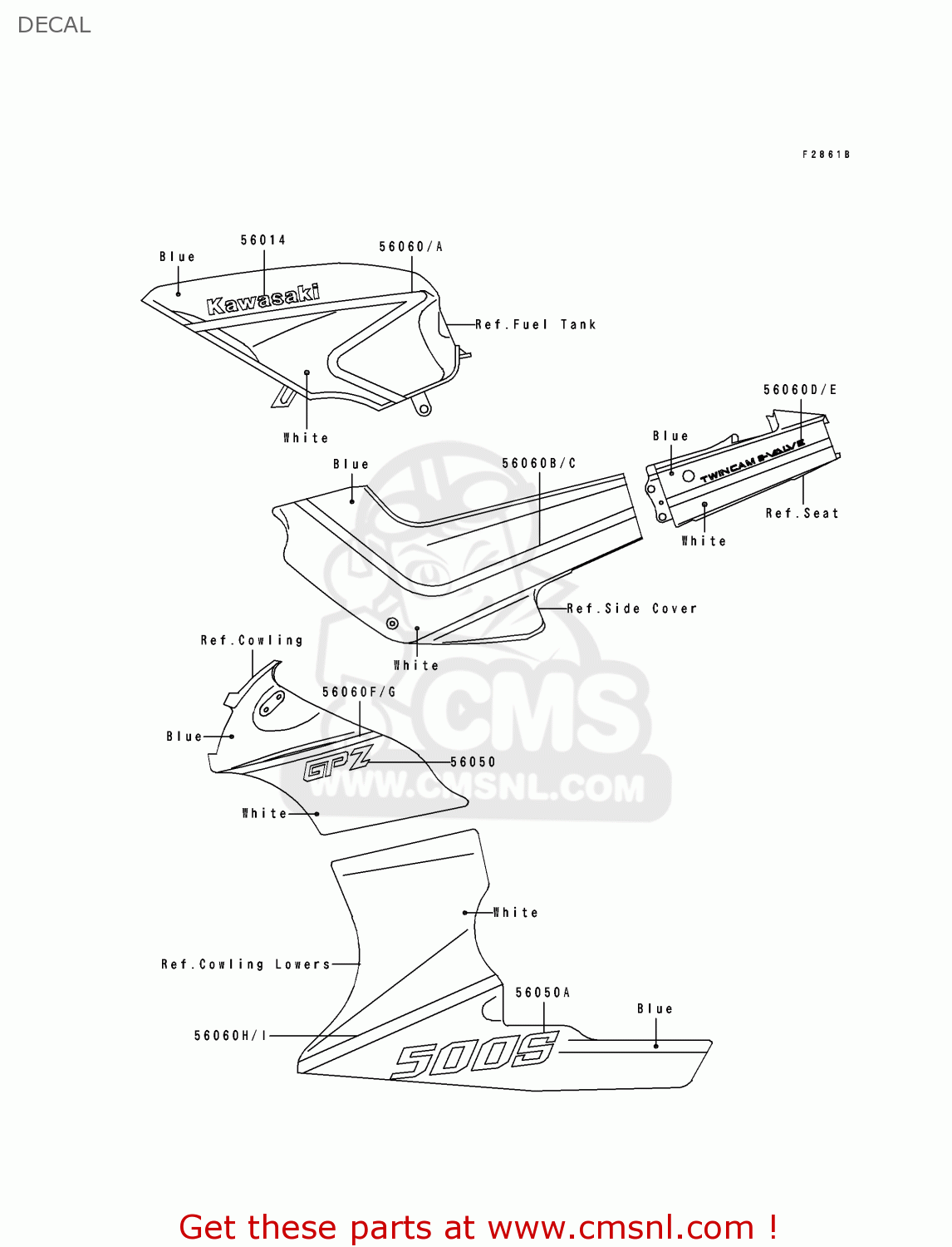 DECAL EX500B6 GPZ500S 1993 FRANCE NL FG ST