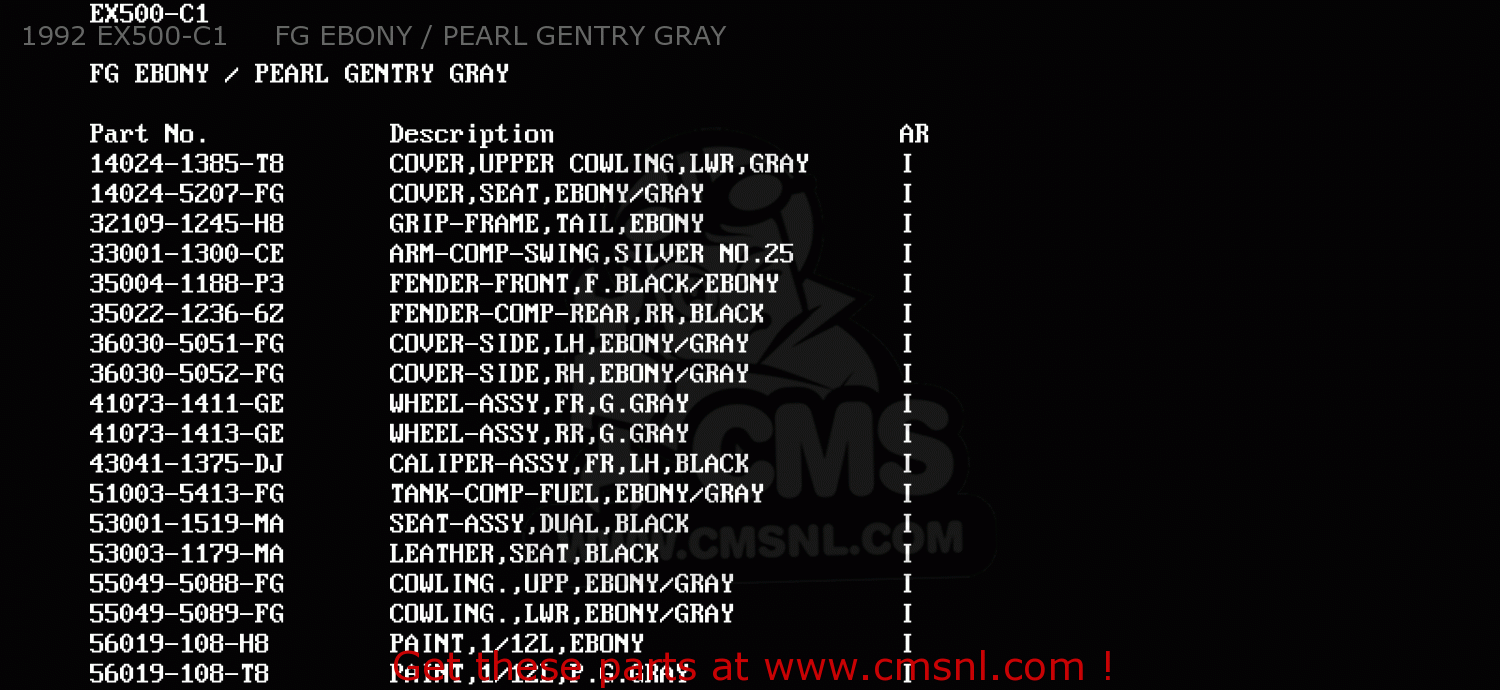 1992 EX500-C1     FG EBONY / PEARL GENTRY GRAY EX500C1 GPZ500S 1992 AUSTRIA