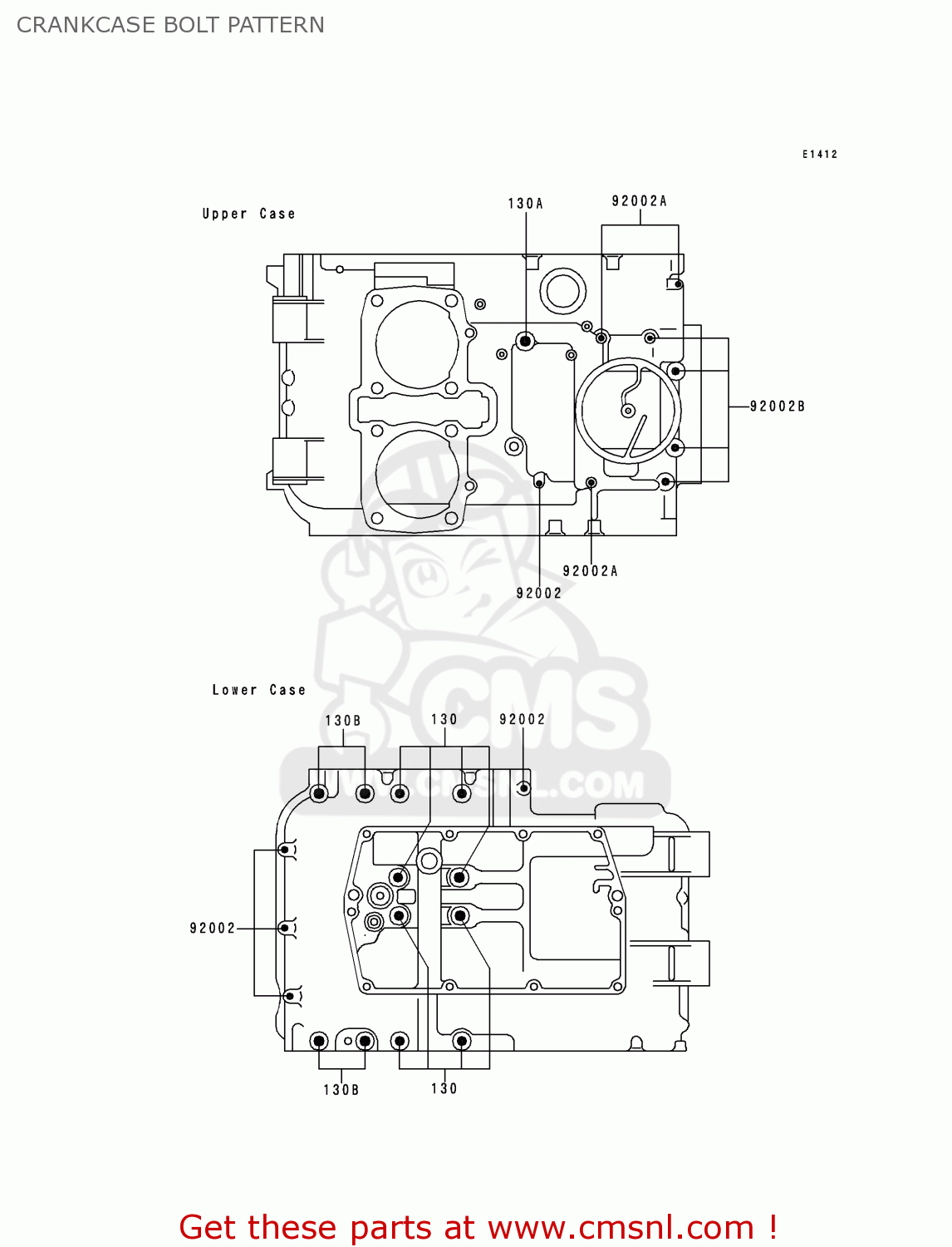 CRANKCASE BOLT PATTERN EX500D1 NINJA 500 1994 USA CALIFORNIA CANADA