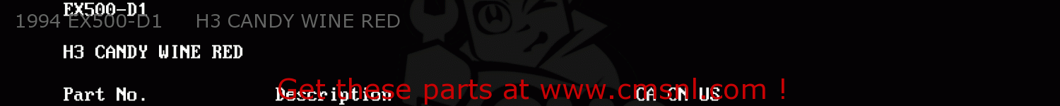 1994 EX500-D1     H3 CANDY WINE RED EX500D1 NINJA 500 1994 USA CALIFORNIA CANADA