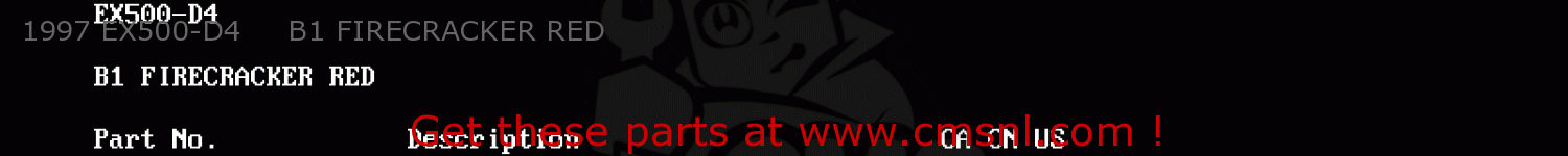 1997 EX500-D4     B1 FIRECRACKER RED EX500D1 NINJA 500 1994 USA CALIFORNIA CANADA