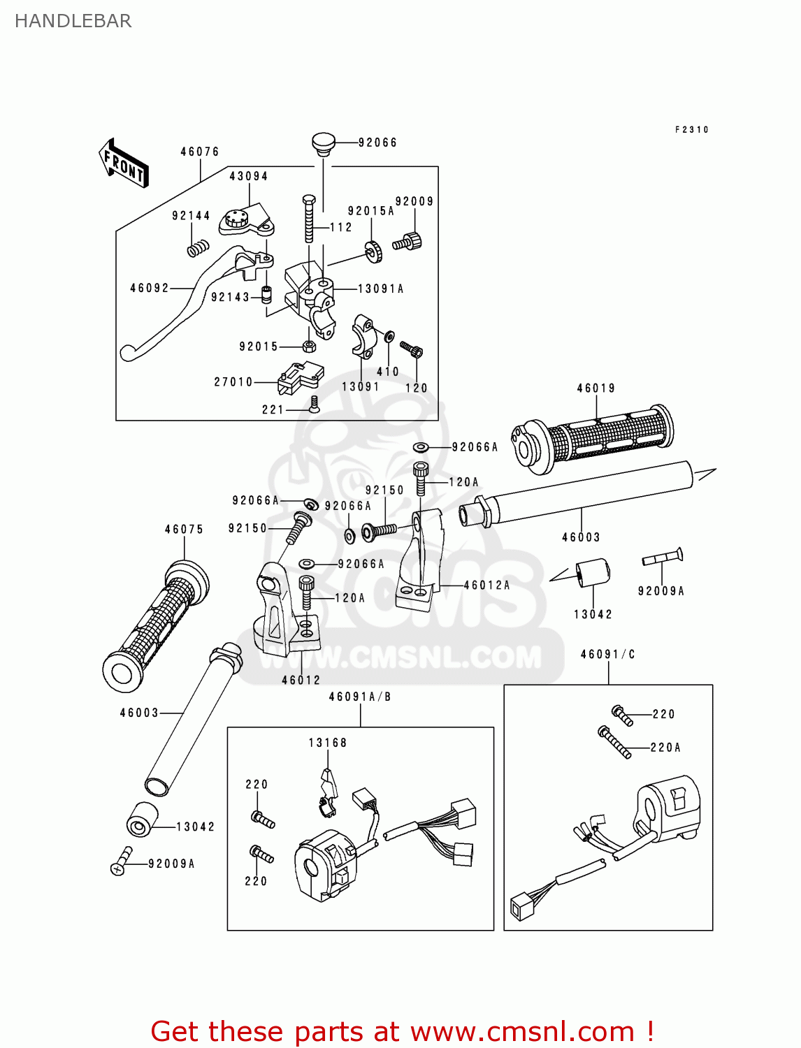 HANDLEBAR EX500D1 NINJA 500 1994 USA CALIFORNIA CANADA