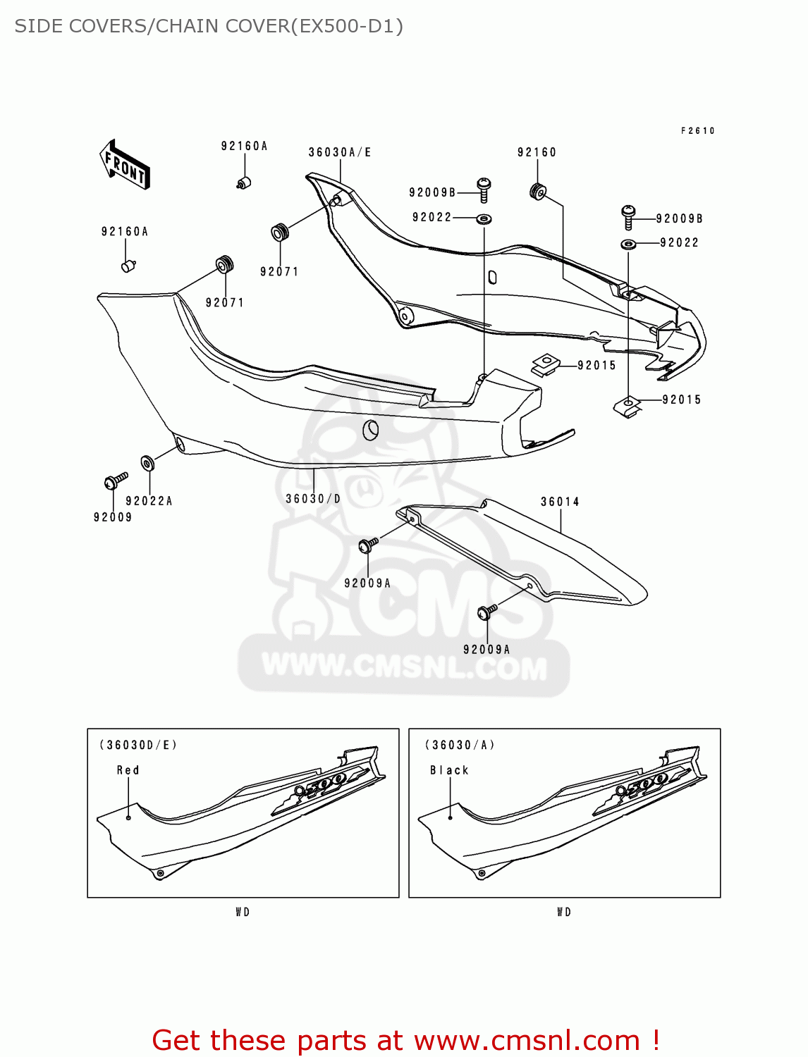 SIDE COVERS/CHAIN COVER(EX500-D1) EX500D1 NINJA 500 1994 USA CALIFORNIA CANADA