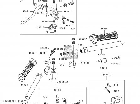 HANDLEBAR - EX500D1 NINJA 500 1994 USA CALIFORNIA CANADA
