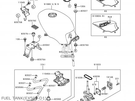 FUEL TANK(EX500-D1) - EX500D1 NINJA 500 1994 USA CALIFORNIA CANADA