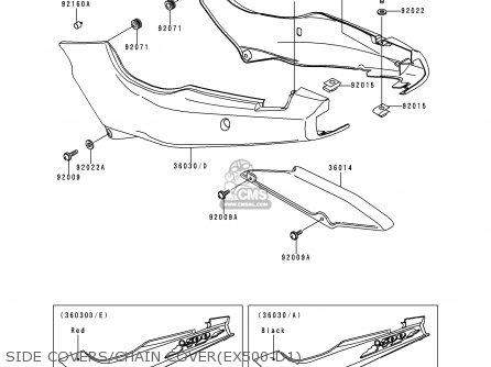 SIDE COVERS/CHAIN COVER(EX500-D1) - EX500D1 NINJA 500 1994 USA CALIFORNIA CANADA