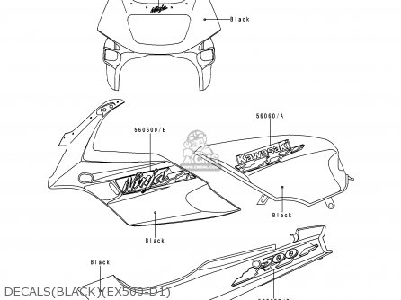 DECALS(BLACK)(EX500-D1) - EX500D1 NINJA 500 1994 USA CALIFORNIA CANADA