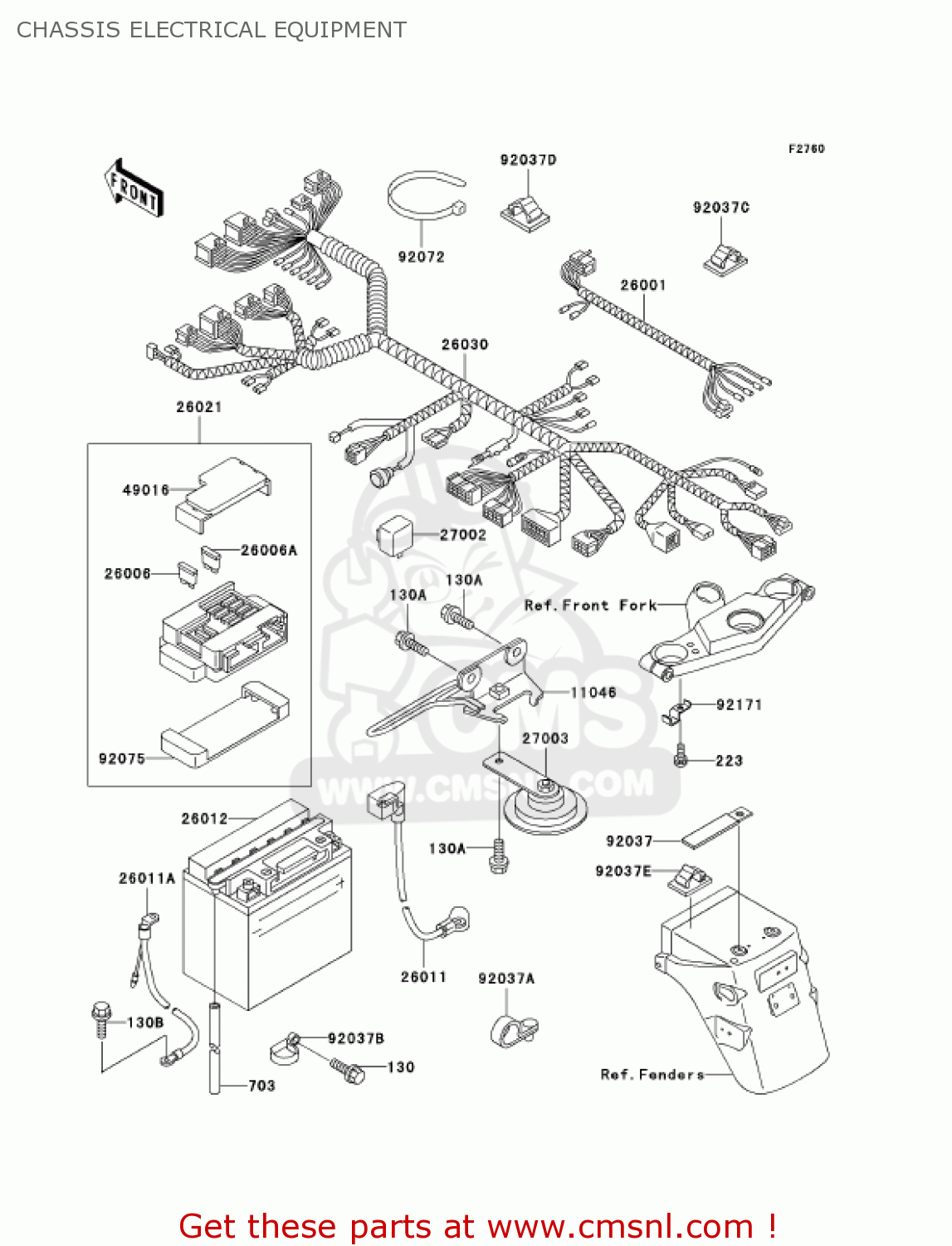 CHASSIS ELECTRICAL EQUIPMENT EX500D10 NINJA 500R 2003 USA CALIFORNIA CANADA