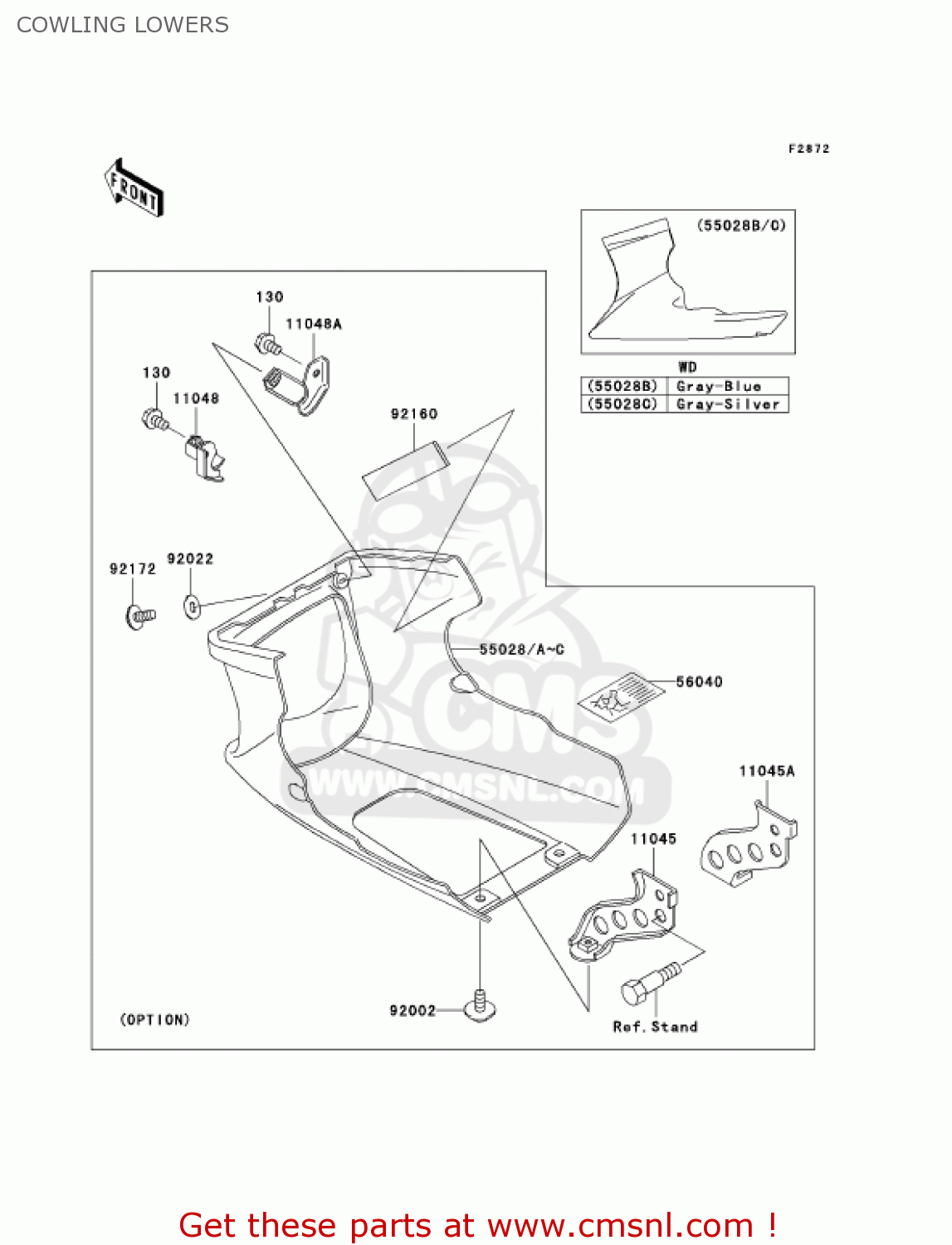 COWLING LOWERS EX500D10 NINJA 500R 2003 USA CALIFORNIA CANADA