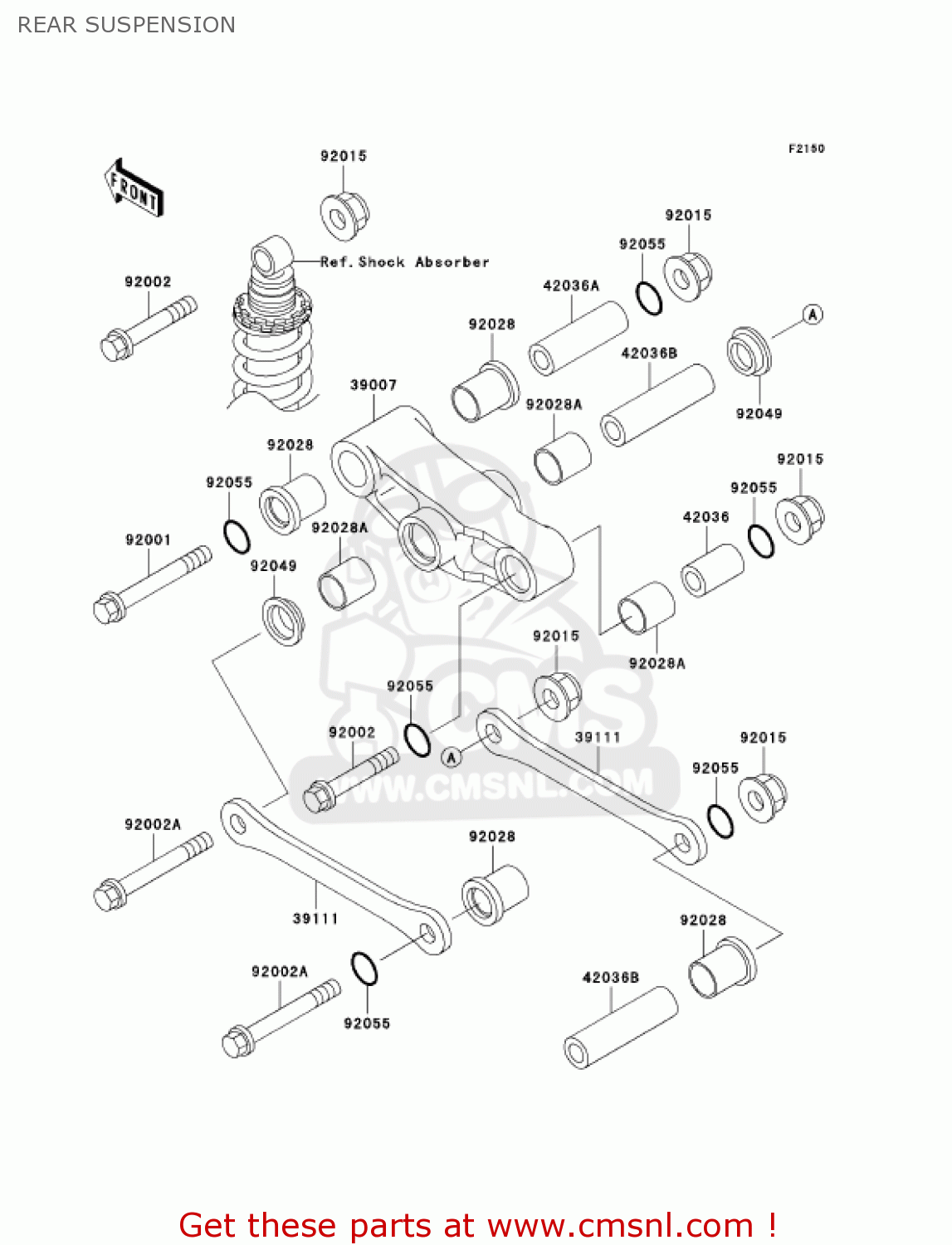 REAR SUSPENSION EX500D10 NINJA 500R 2003 USA CALIFORNIA CANADA