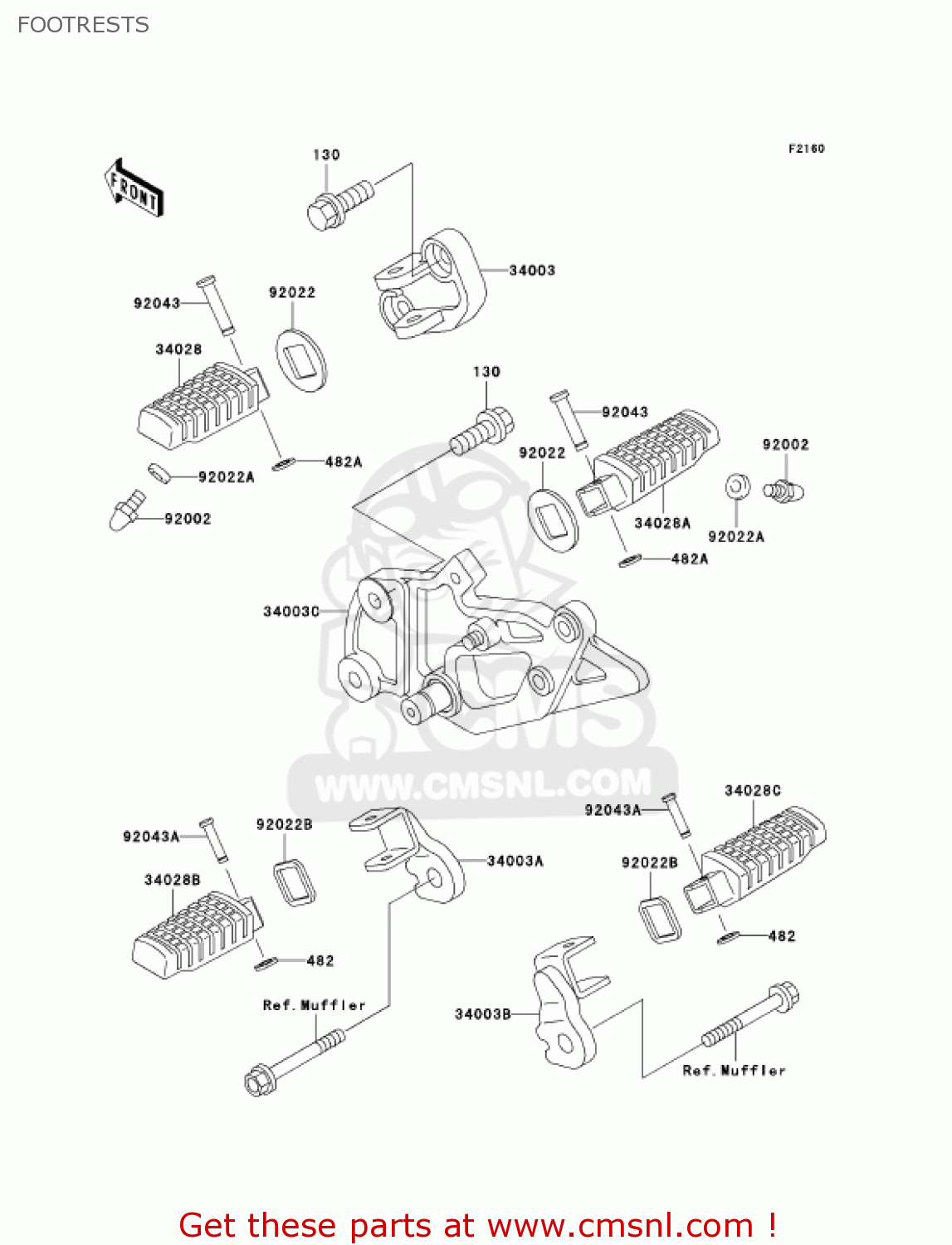 FOOTRESTS EX500D10 NINJA 500R 2003 USA CALIFORNIA CANADA