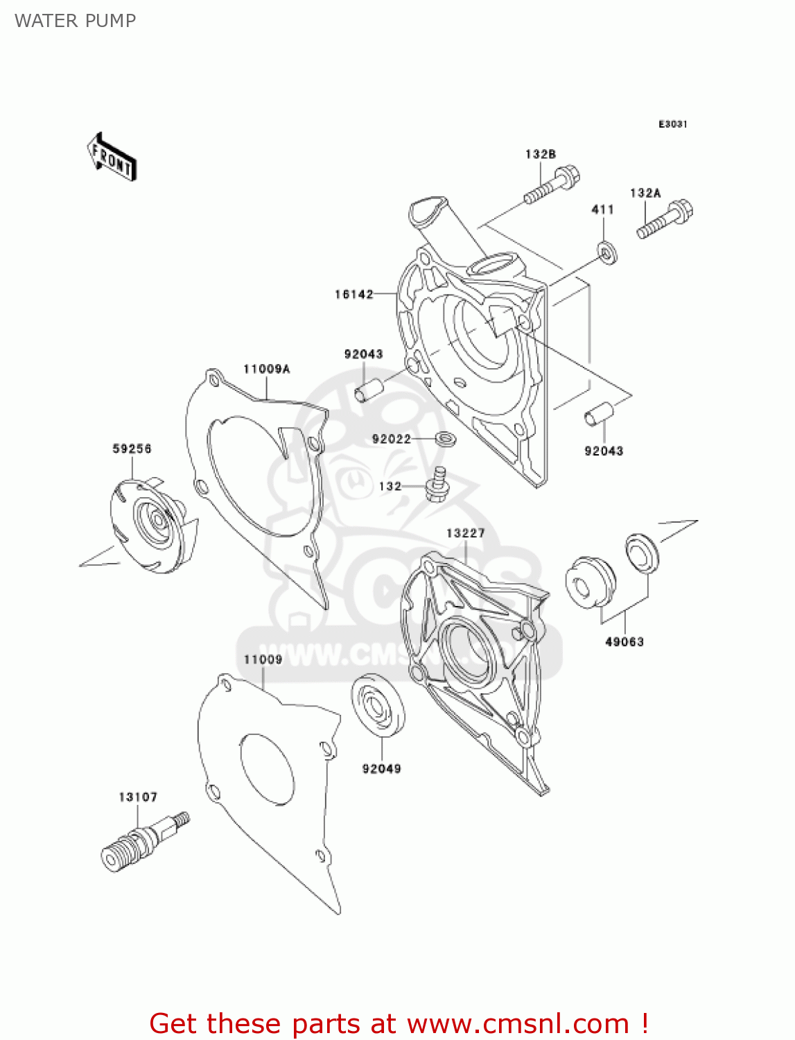 WATER PUMP EX500D10 NINJA 500R 2003 USA CALIFORNIA CANADA