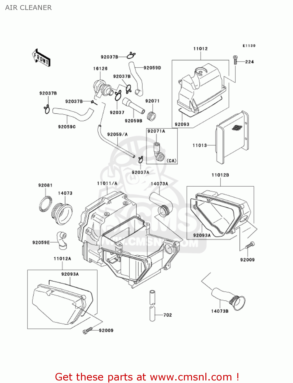AIR CLEANER EX500D10 NINJA 500R 2003 USA CALIFORNIA CANADA