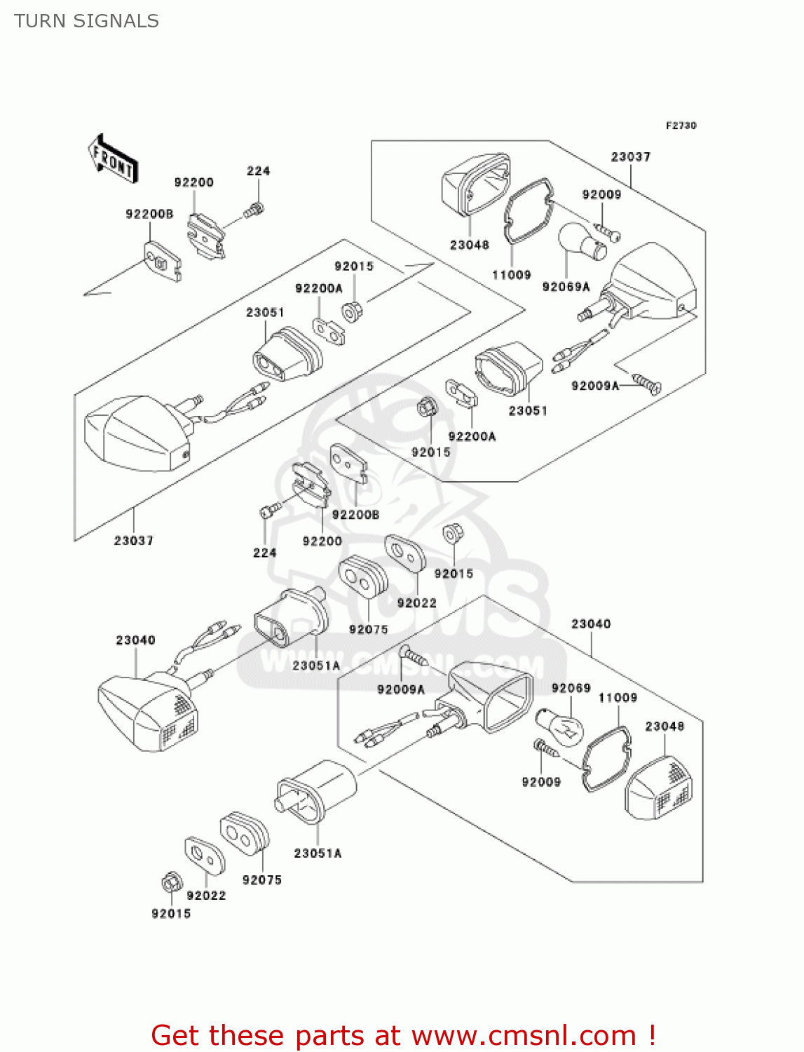 TURN SIGNALS EX500D11 NINJA 500R 2004 USA CALIFORNIA CANADA