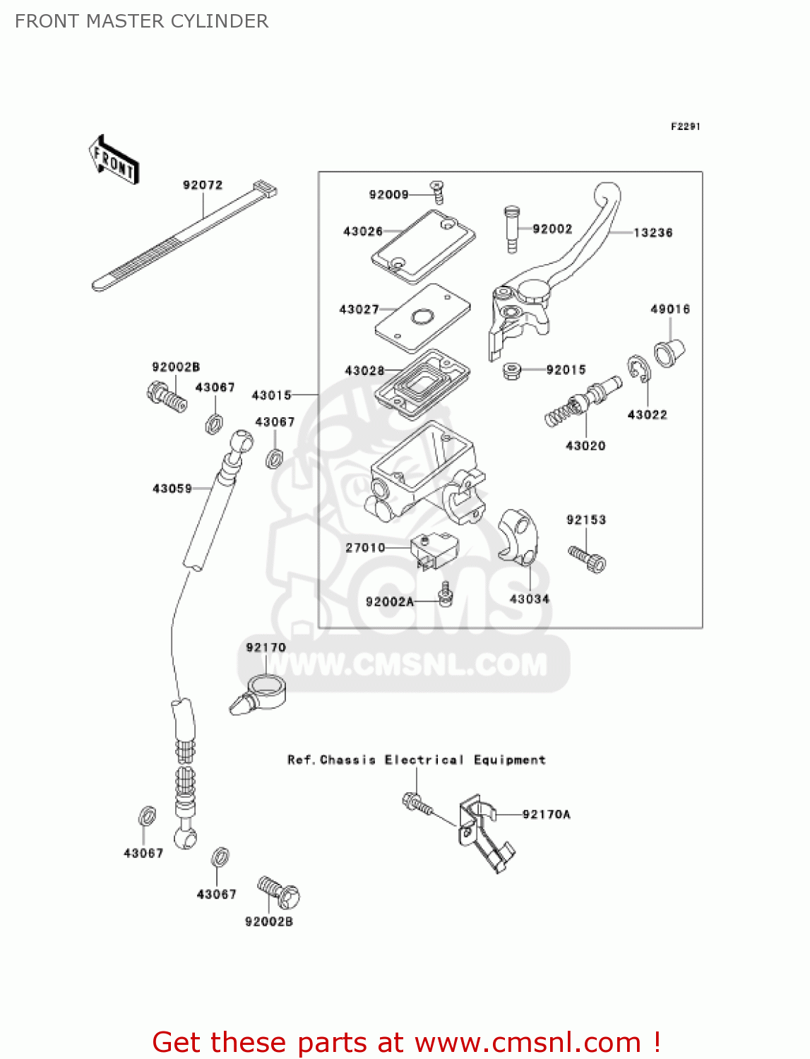 FRONT MASTER CYLINDER EX500D11 NINJA 500R 2004 USA CALIFORNIA CANADA
