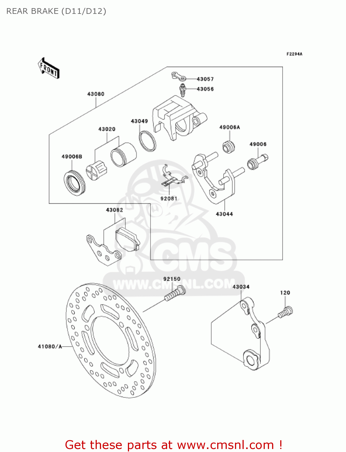 REAR BRAKE (D11/D12) EX500D11 NINJA 500R 2004 USA CALIFORNIA CANADA