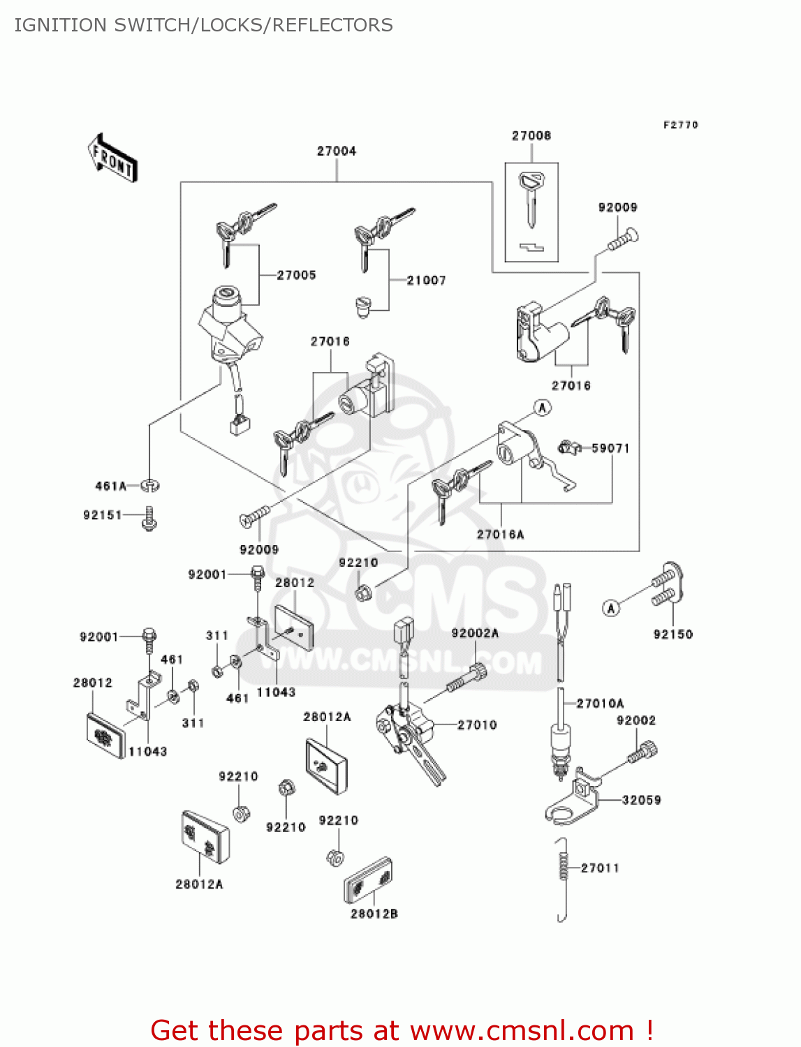 IGNITION SWITCH/LOCKS/REFLECTORS EX500D11 NINJA 500R 2004 USA CALIFORNIA CANADA