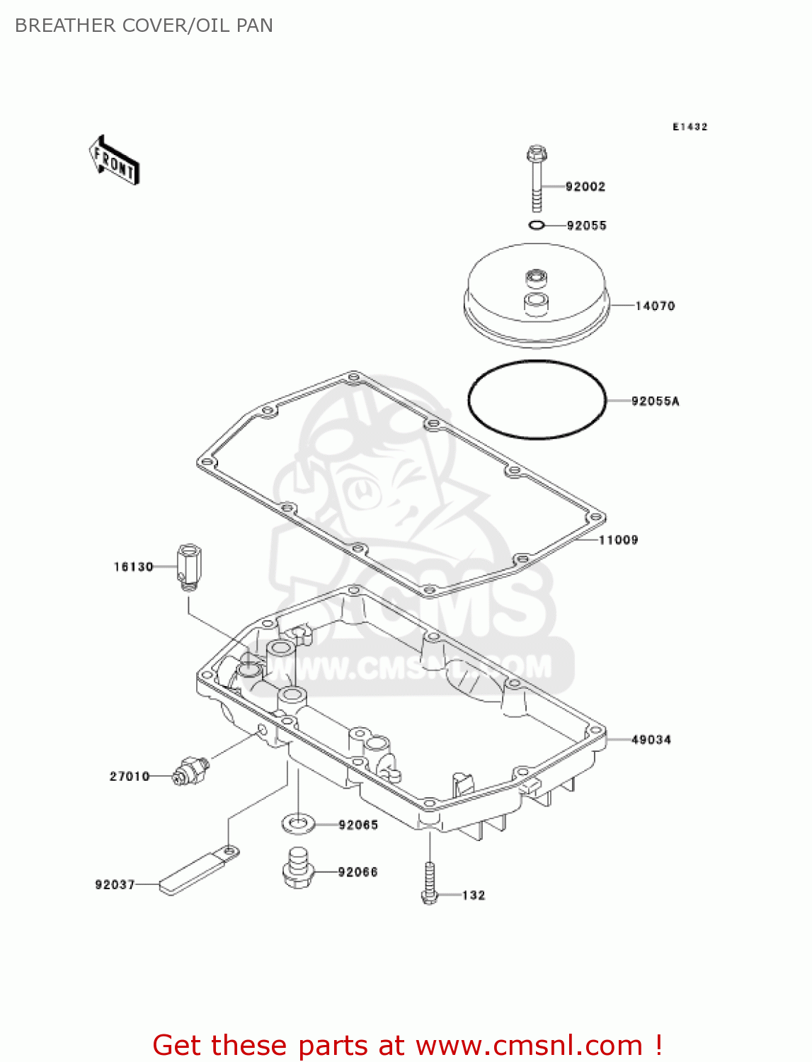 BREATHER COVER/OIL PAN EX500D11 NINJA 500R 2004 USA CALIFORNIA CANADA