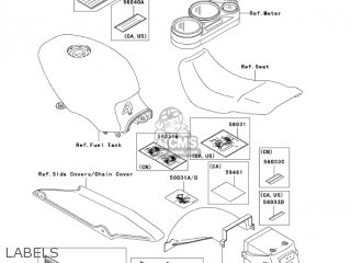 LABELS - EX500D11 NINJA 500R 2004 USA CALIFORNIA CANADA