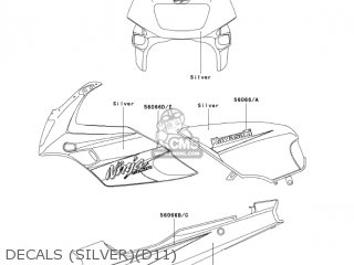 DECALS (SILVER)(D11) - EX500D11 NINJA 500R 2004 USA CALIFORNIA CANADA