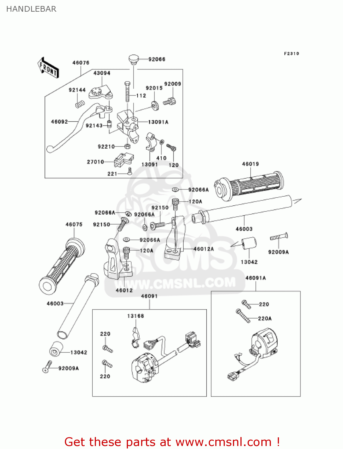 HANDLEBAR EX500D12 NINJA 500R 2005 USA CALIFORNIA CANADA
