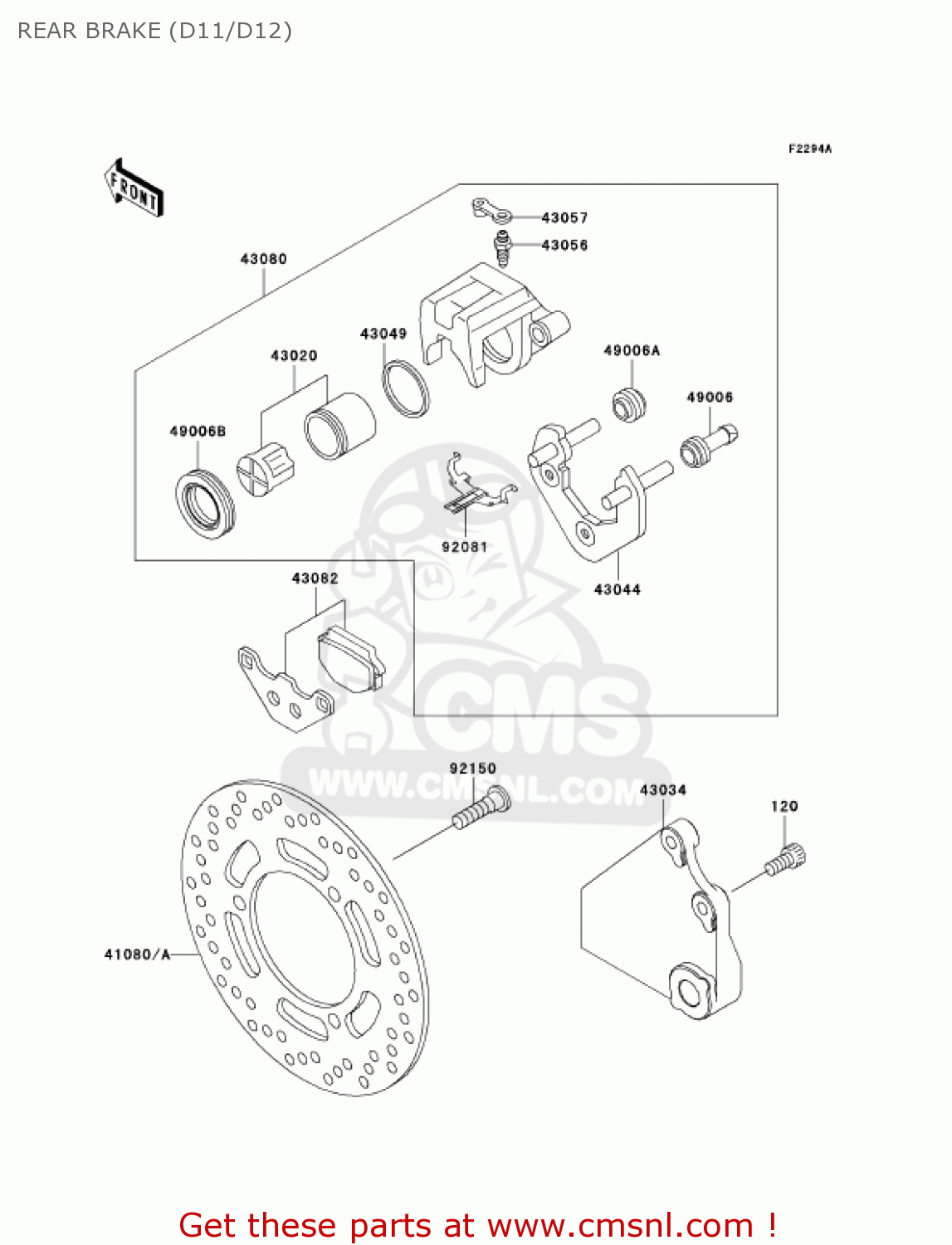 REAR BRAKE (D11/D12) EX500D12 NINJA 500R 2005 USA CALIFORNIA CANADA
