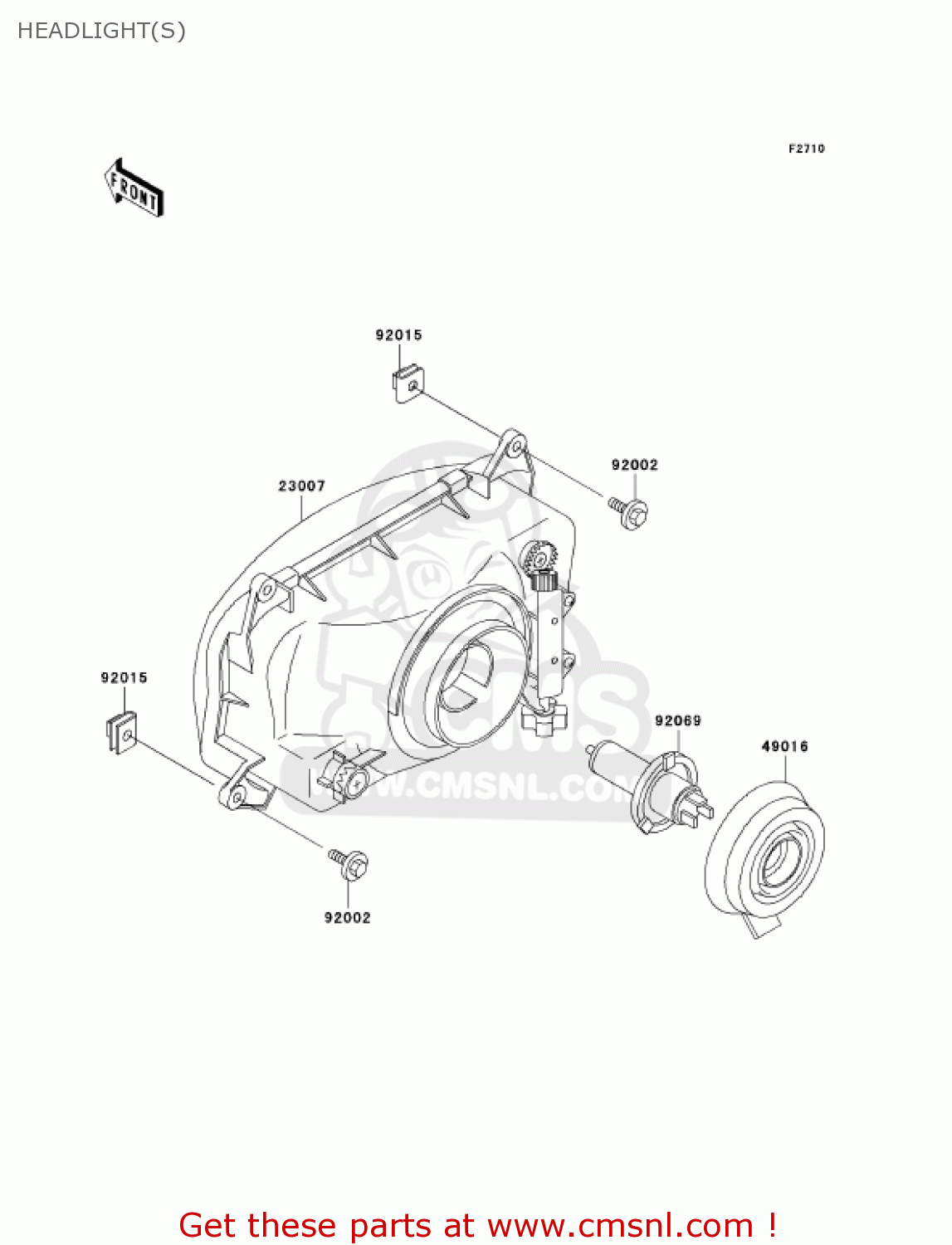 HEADLIGHT(S) EX500D12 NINJA 500R 2005 USA CALIFORNIA CANADA