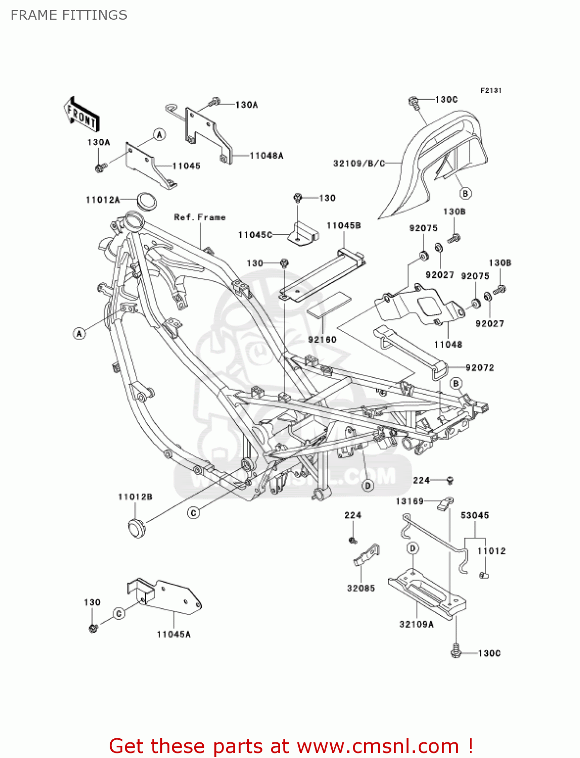 FRAME FITTINGS EX500D12 NINJA 500R 2005 USA CALIFORNIA CANADA