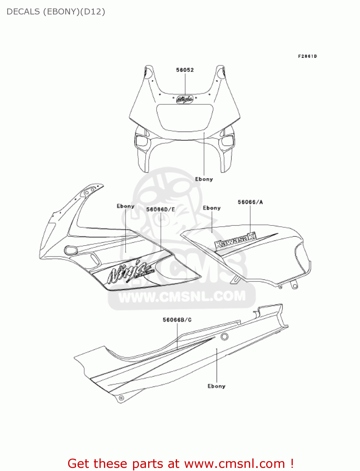 DECALS (EBONY)(D12) EX500D12 NINJA 500R 2005 USA CALIFORNIA CANADA