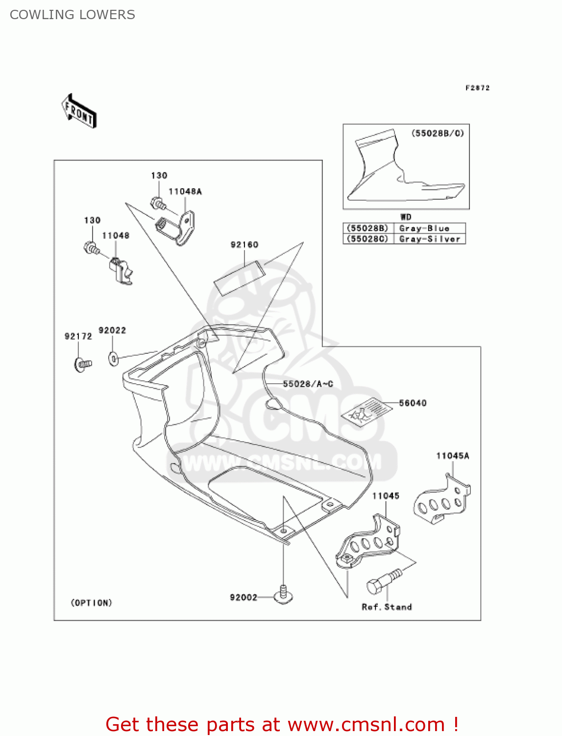COWLING LOWERS EX500D12 NINJA 500R 2005 USA CALIFORNIA CANADA