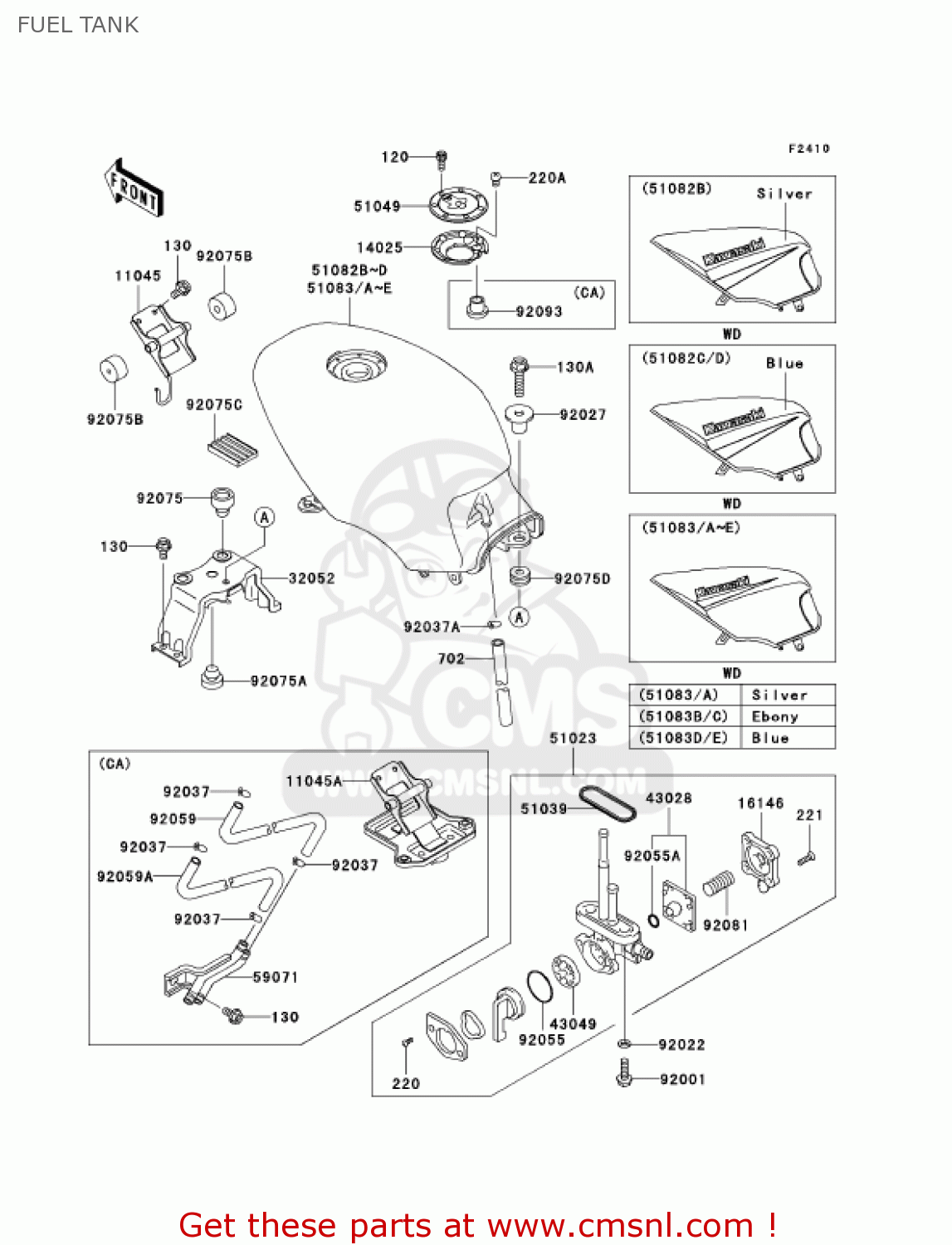 FUEL TANK EX500D12 NINJA 500R 2005 USA CALIFORNIA CANADA
