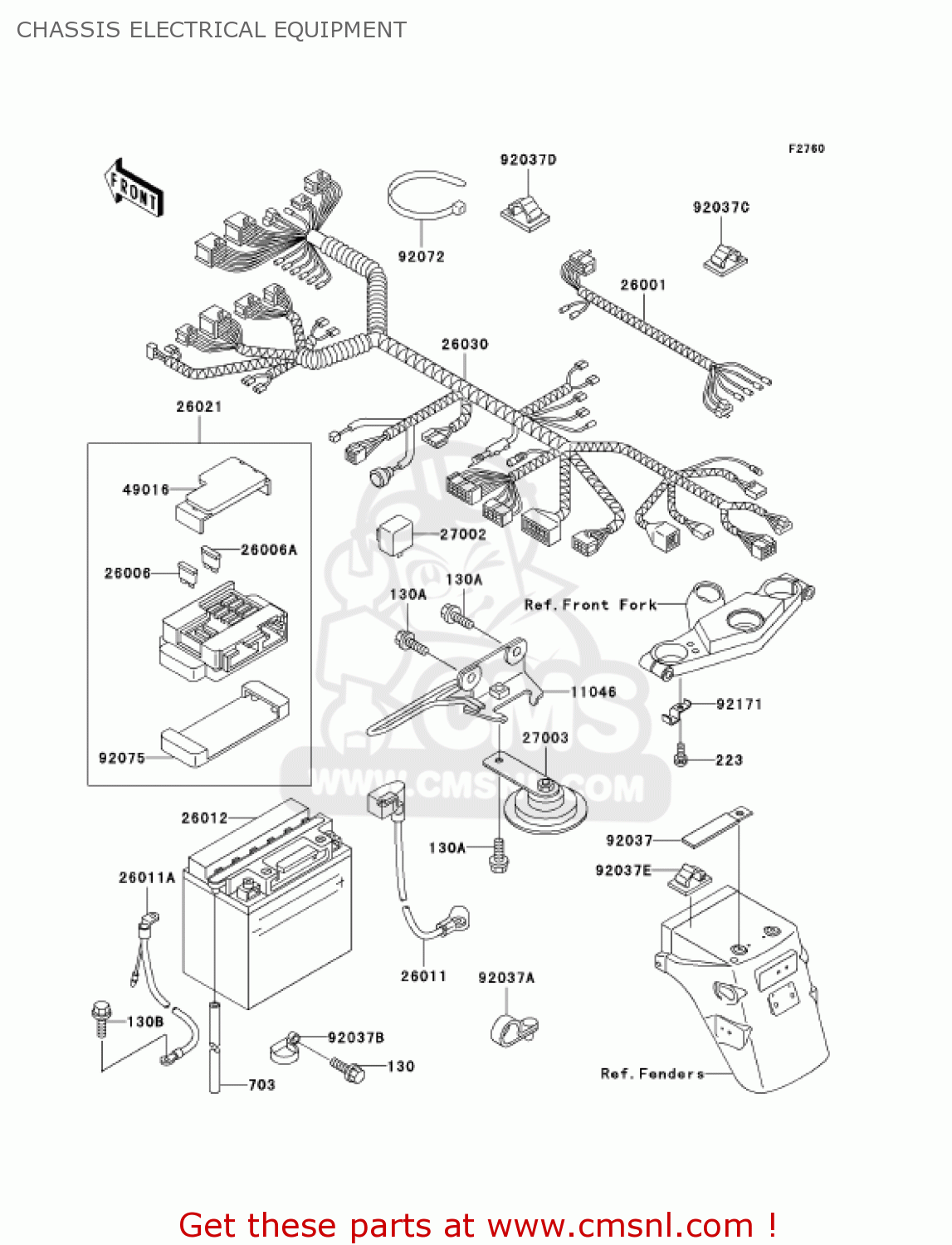 CHASSIS ELECTRICAL EQUIPMENT EX500D12 NINJA 500R 2005 USA CALIFORNIA CANADA