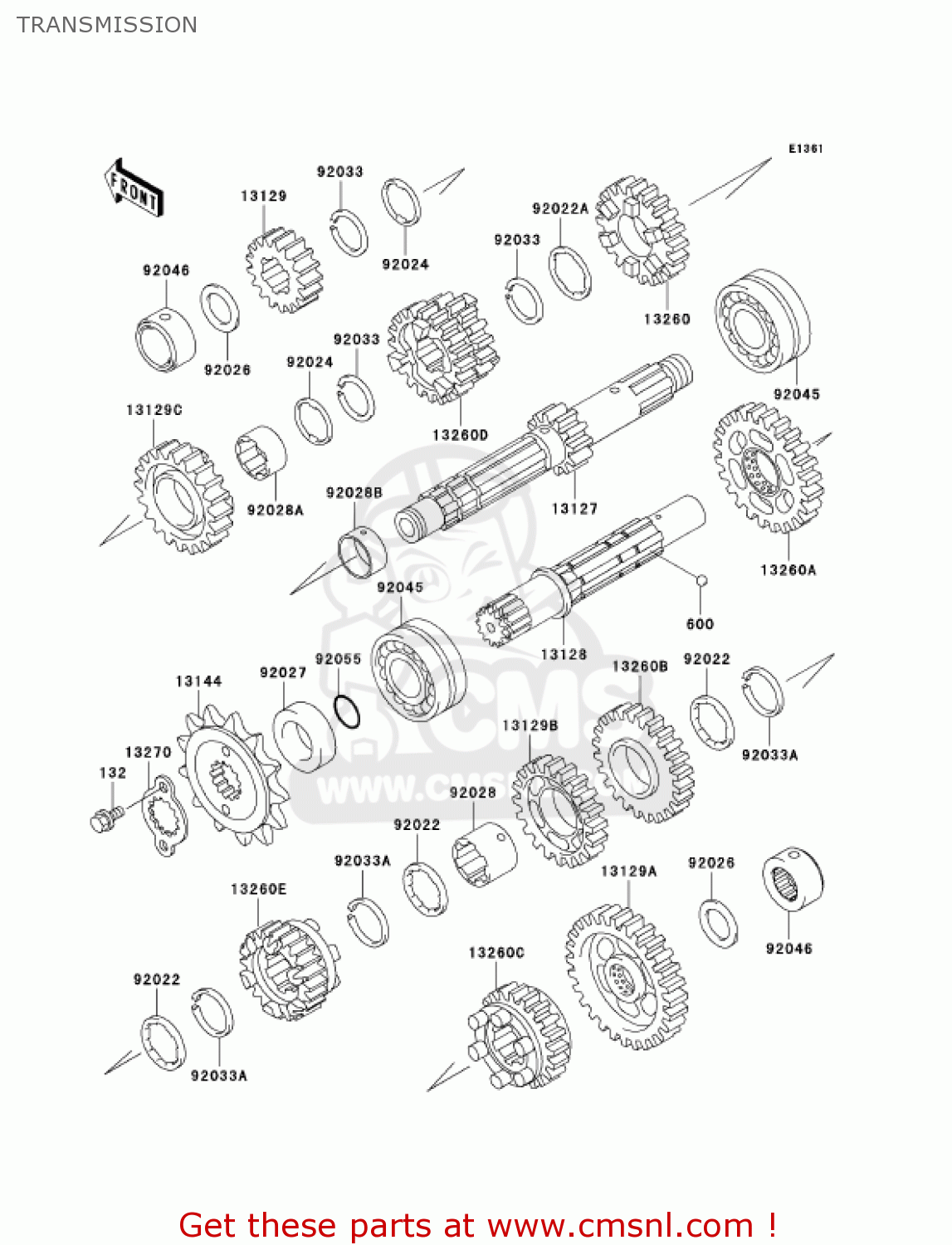TRANSMISSION EX500D12 NINJA 500R 2005 USA CALIFORNIA CANADA