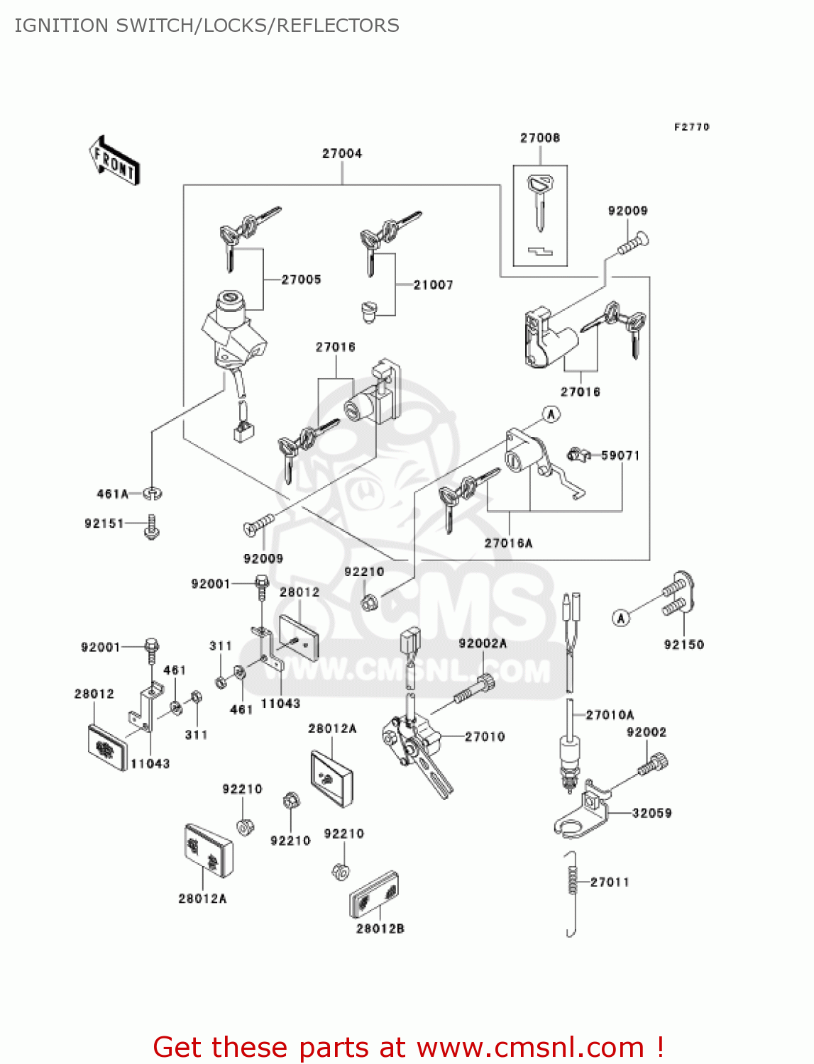 IGNITION SWITCH/LOCKS/REFLECTORS EX500D12 NINJA 500R 2005 USA CALIFORNIA CANADA