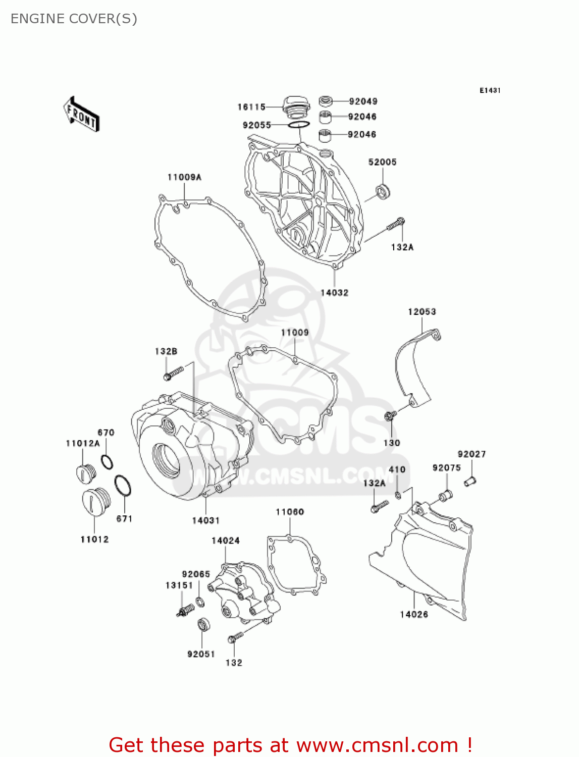 ENGINE COVER(S) EX500D12 NINJA 500R 2005 USA CALIFORNIA CANADA