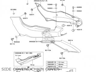 SIDE COVERS/CHAIN COVER - EX500D12 NINJA 500R 2005 USA CALIFORNIA CANADA