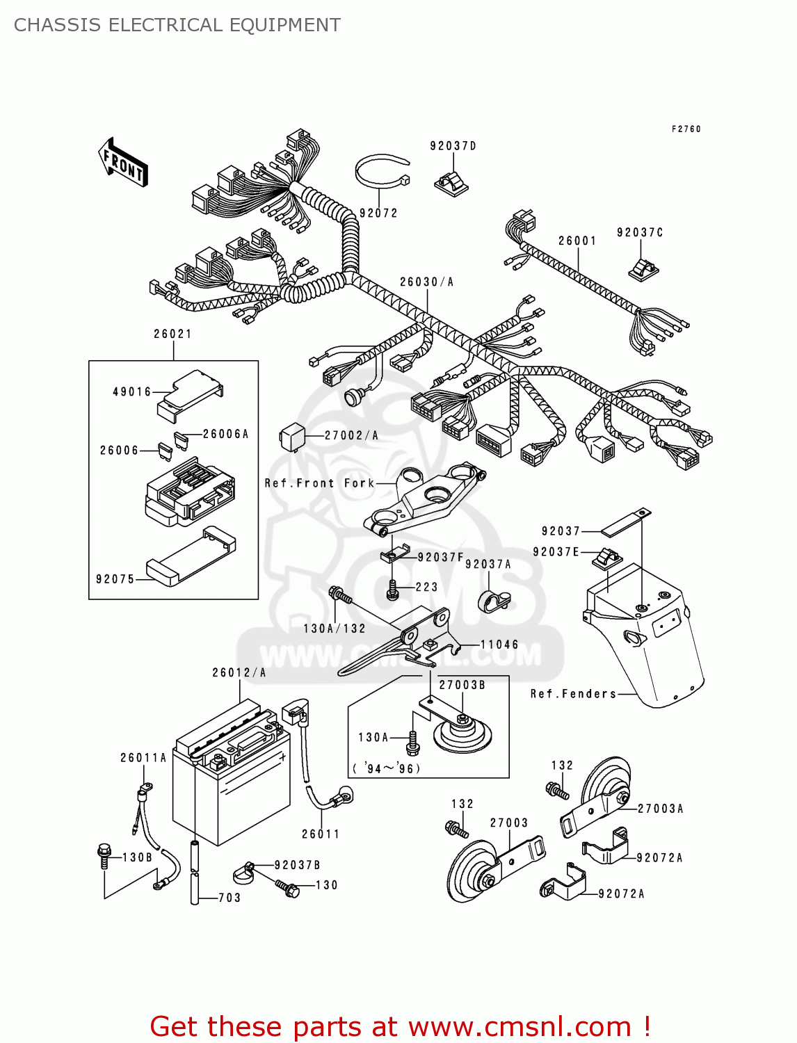 CHASSIS ELECTRICAL EQUIPMENT EX500D2 GPZ500S 1995 UNITED KINGDOM SD