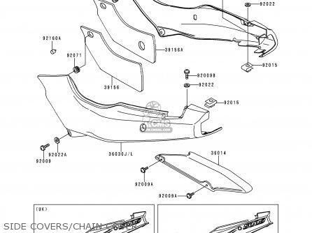 SIDE COVERS/CHAIN COVER - EX500D2 GPZ500S 1995 UNITED KINGDOM SD