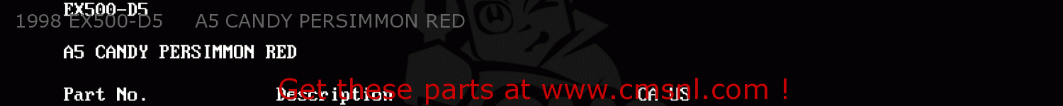 1998 EX500-D5     A5 CANDY PERSIMMON RED EX500D2 NINJA 500 1995 USA CALIFORNIA CANADA
