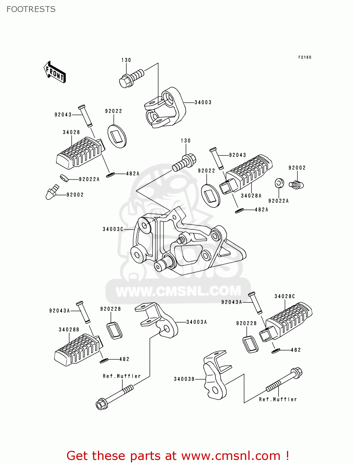 FOOTRESTS EX500D2 NINJA 500 1995 USA CALIFORNIA CANADA